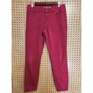 Michael Kors Jeans Women's Sz 4 Red Skinny Gold Zip Pocket Logo‎ EUC